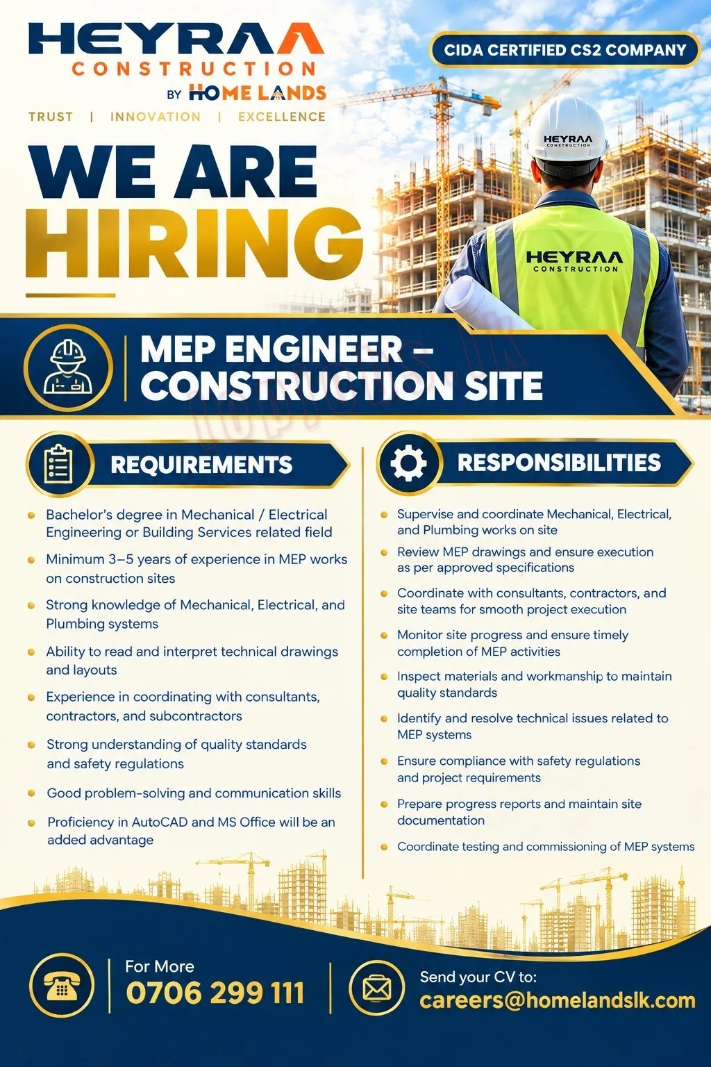 MEP Engineer - Construction – Heyraa Construction (Pvt) Ltd (Colombo ...
